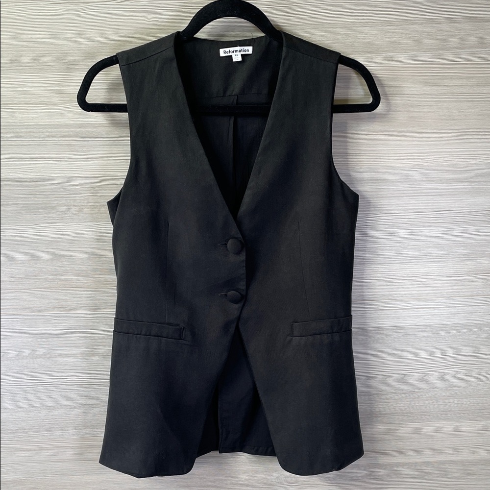 Reformation Women’s Black Casey Vest Tailored Waist Coat XS